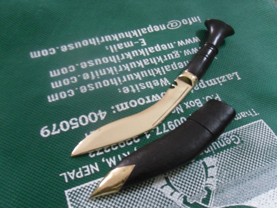 Paper Knife Brass Blade Wooden Handle Kukri-0