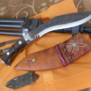 8 Inch Panawal Black New Leather Wooden Handle Kukri-0