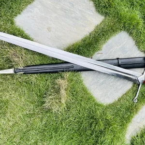 35.4" Blade Custom Hand - Forged Two - Handed Longsword  – Bastard Machete | Red Leather Grip